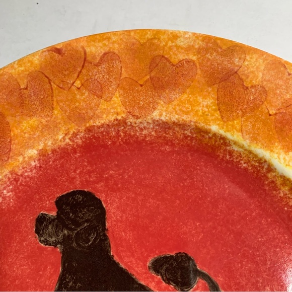 Vintage Hand Painted Portuguese Water Dog Decorative 10” Plate Art Love Hearts - Picture 3 of 7